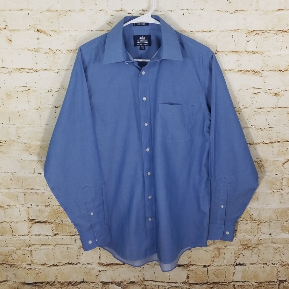 Stafford Button Down Mens Dress Shirt Size 15 1/2